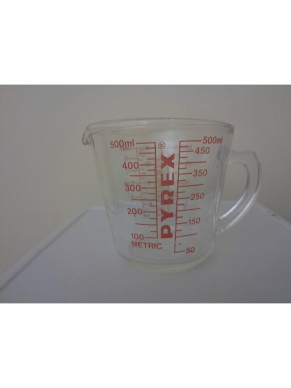 Vtg Pyrex Vintage Glass Measuring Cup 2 Cup 16 oz 500ml Red Lettering Kitchen